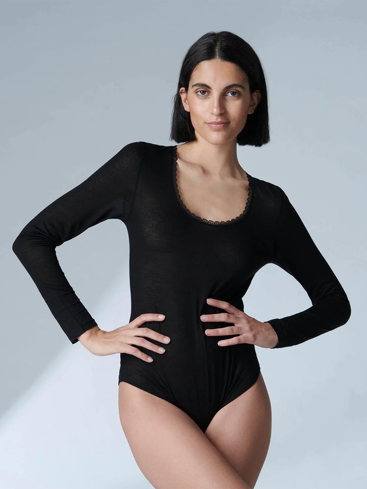 Simone Perele - Black Transparent Plunged Bodysuit