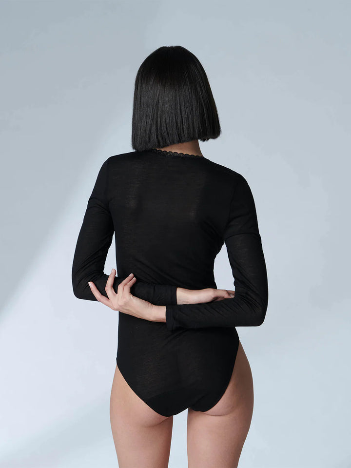 Simone Perele - Black Transparent Plunged Bodysuit