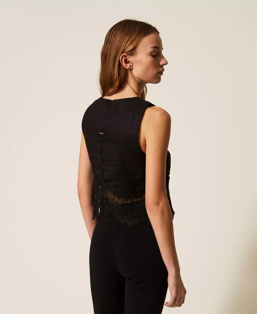 TwinSet - Linen Top with Lace