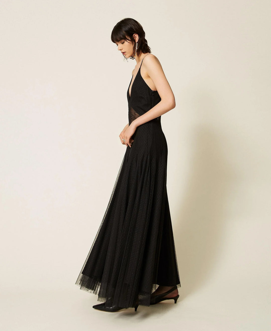TwinSet - Long Tulle Dress with Lace