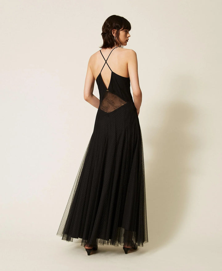 TwinSet - Long Tulle Dress with Lace
