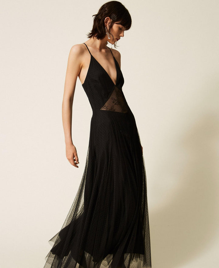 TwinSet - Long Tulle Dress with Lace