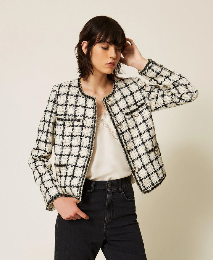 TwinSet - Boucle Jacket with Check Pattern
