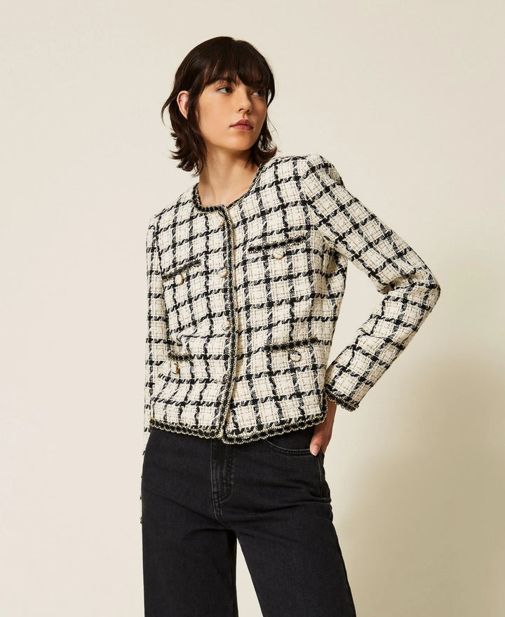 TwinSet - Boucle Jacket with Check Pattern