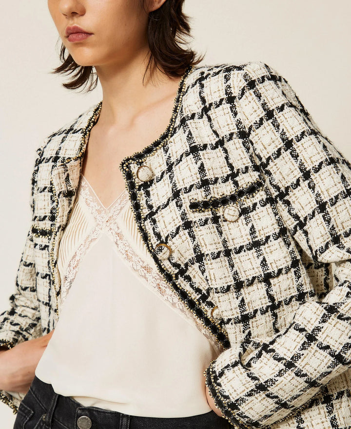 TwinSet - Boucle Jacket with Check Pattern