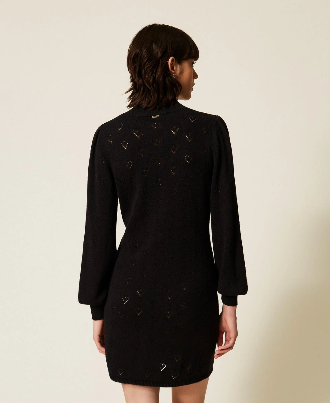TwinSet - Short Knit Dress with Heart Pattern