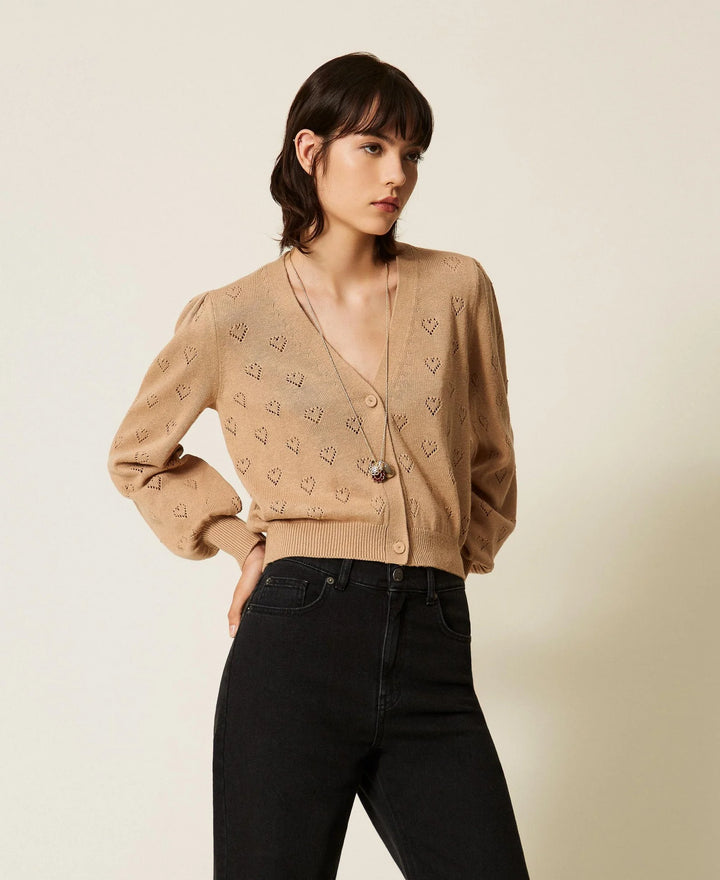 TwinSet - Knit Cardigan with Heart Pattern