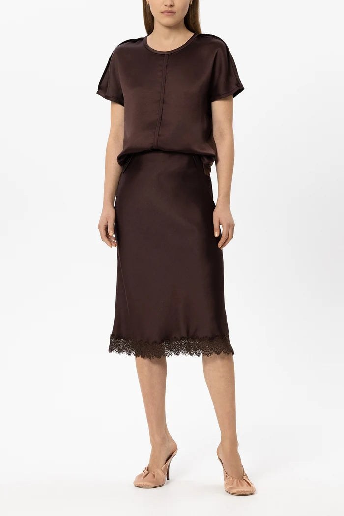 Luisa Cerano - T-Shirt with Seam Detail & Skirt