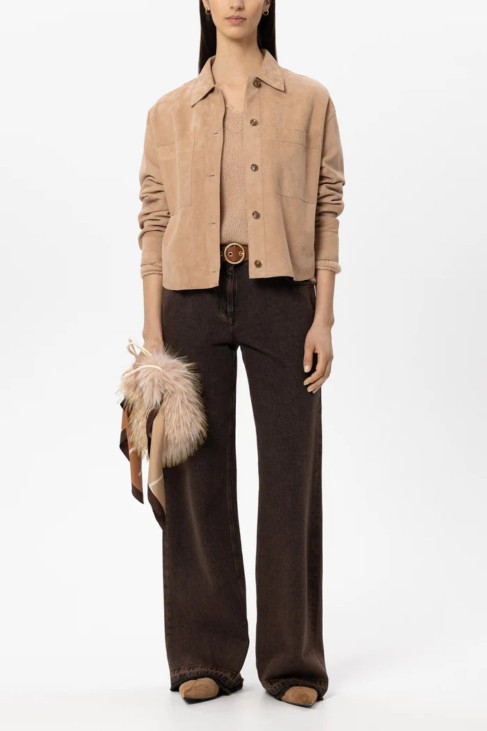 Luisa Cerano -  Velour Leather Shirt Jacket