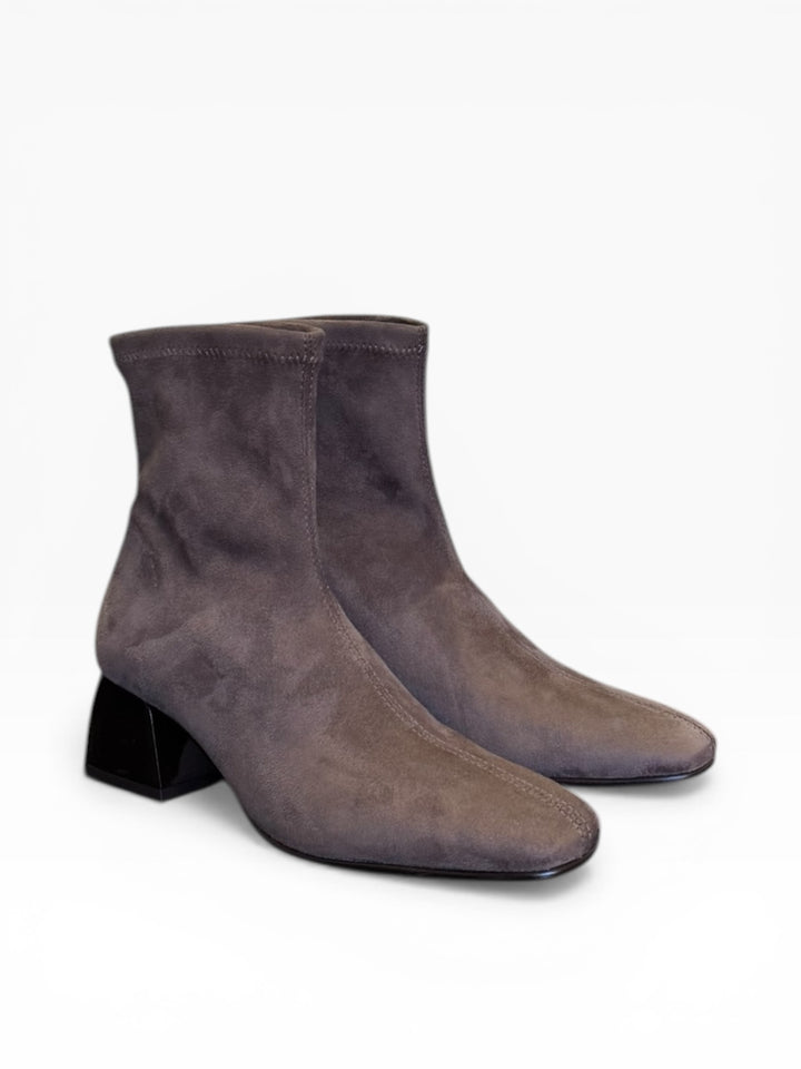 Miss Elastic - Suede Stretch Block Heel Booties