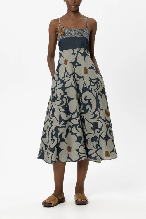 Luisa Cerano -  Ramie Dress with Flower Print