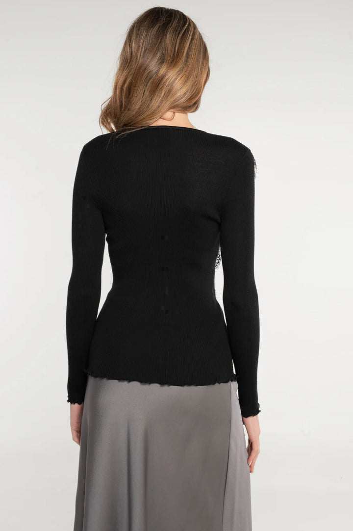 Oscalito - Wool and silk long sleeves shirt with lace