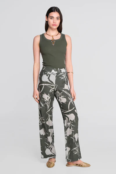 Oscalito - Wide-leg printed linen trousers