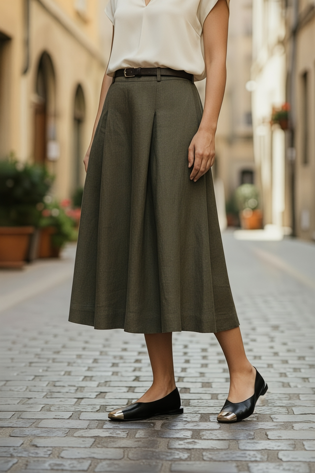 Angel Alarcon - Leather Flat with gold Toe